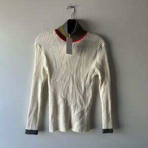 Beatrice ivory ribbed turtleneck sweater